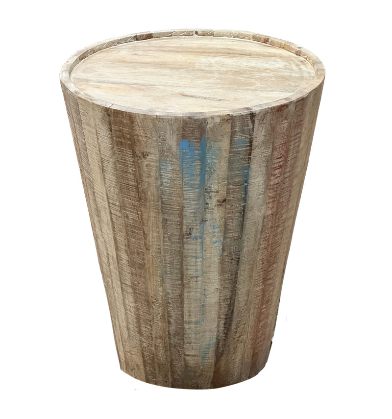 Round Rustic Wood End Table
