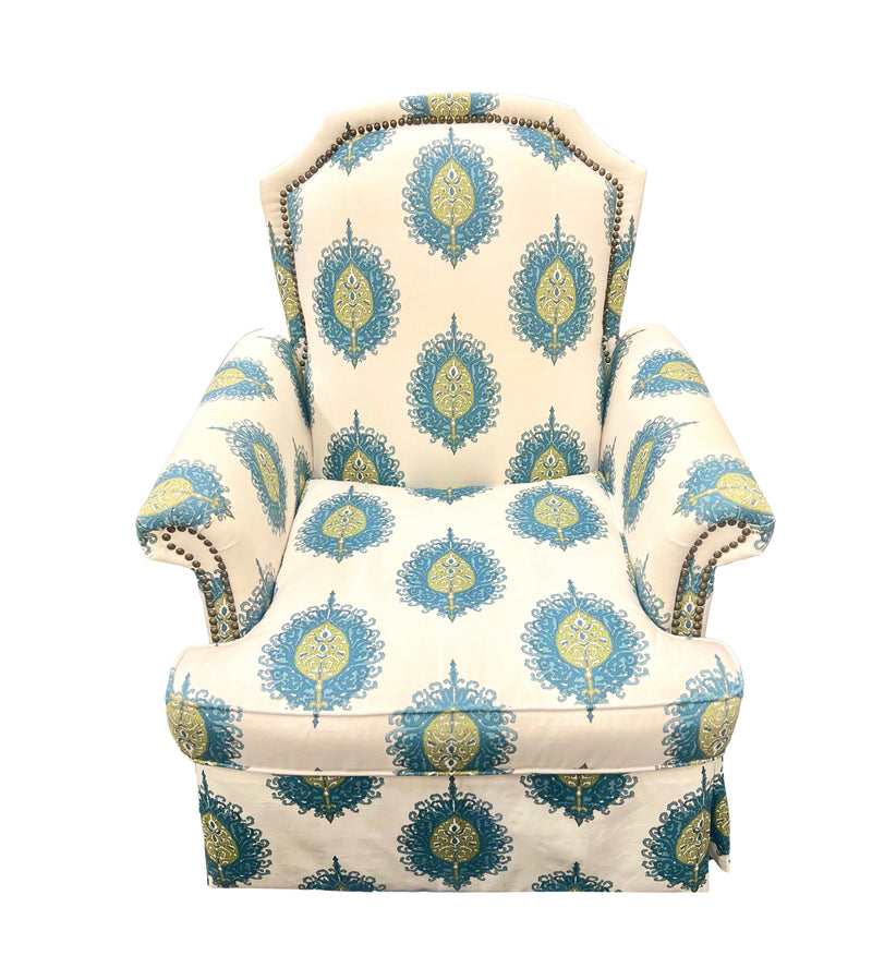 As-Is Aqua & Green Printed Chair