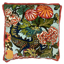 Schumacher Chiang Mai Dragon Velvet Aquamarine Down Pillow