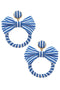 Cabana Stripe Blue Bow Earrings