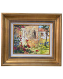 Italian church with flowers painting