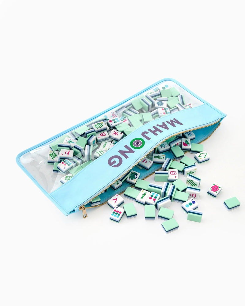 Light Blue Stitched Mahjong Bag