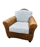 Vanguard Wicker Chair with Blue Coral Cushions