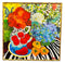 Still Life with Red Flowers and Fruit in Bamboo Frame