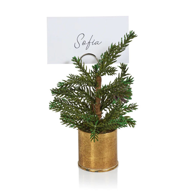 Set of 4  Pine in Gold Bucket Place Card Holders