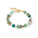 Gold GeoCube Green Bracelet