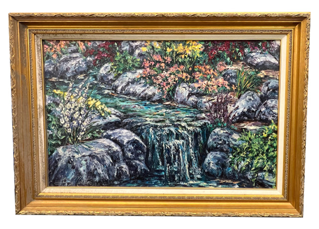 Rocks and River Palette Knife Painting