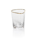 Set of 4 Triangular Double Old Fashion Glasses with Gold Rim