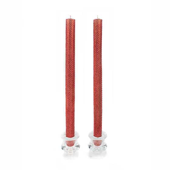 Pair of Red Shimmer Dinner Candles