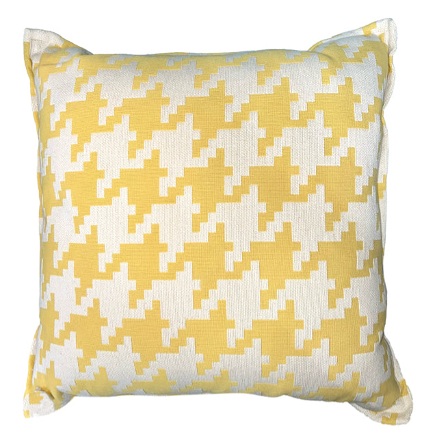 Yellow and White Houndstooth Pillow