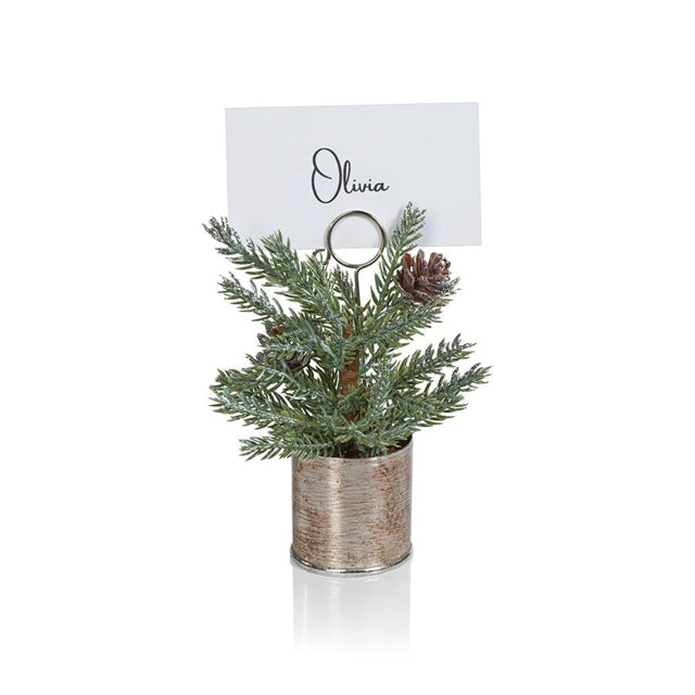 Set of 4 Pine in Silver Bucket Place Card Holders