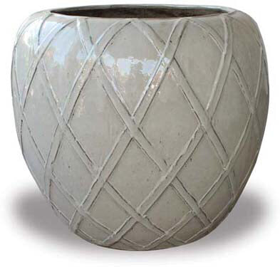 Cream Large Round Planter with Trellis Design