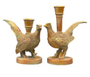Pair of Gold Pheasant Tall & Short Candleholders