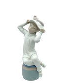 Lladro Girl with Hat on Stool Matte