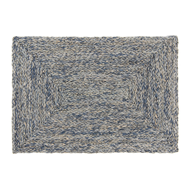 Set of 4 Zoey Rectangle  Mixed Blue Raffia Placemats