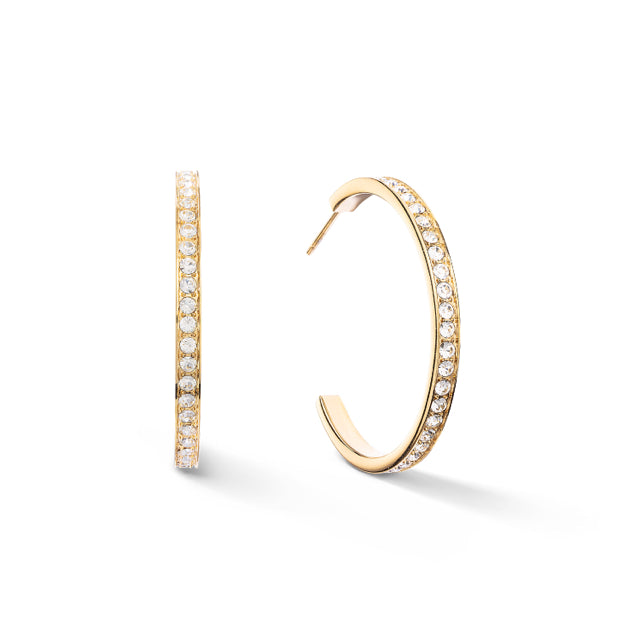 Gold Hoops with Clear Crystals