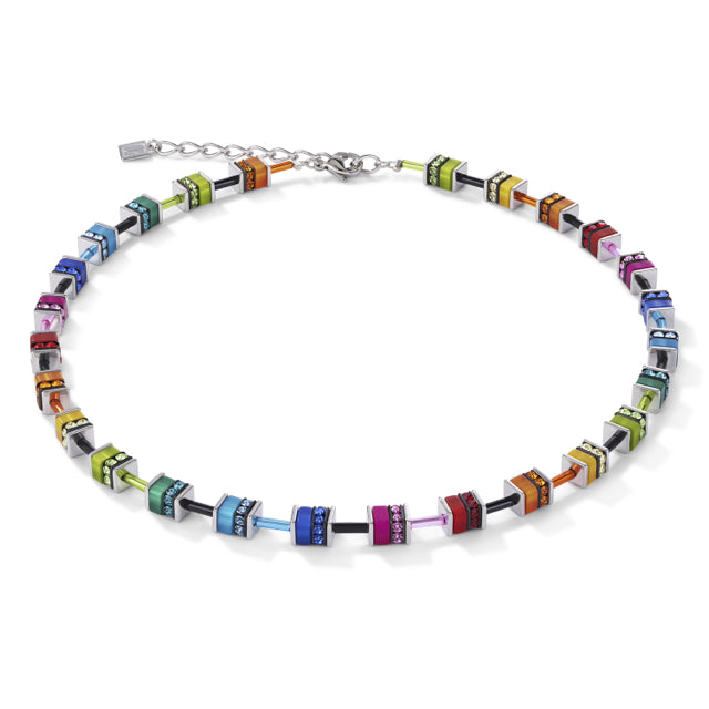 Silver Geocube Multi Color Polaris Necklace