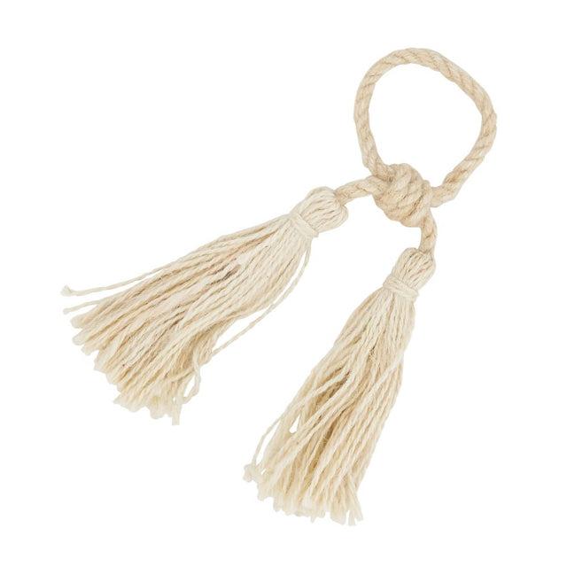 Set of 4 Jute Ivory Napkin Rings