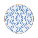 Set of 4 Blue Cane Enameled Chargers