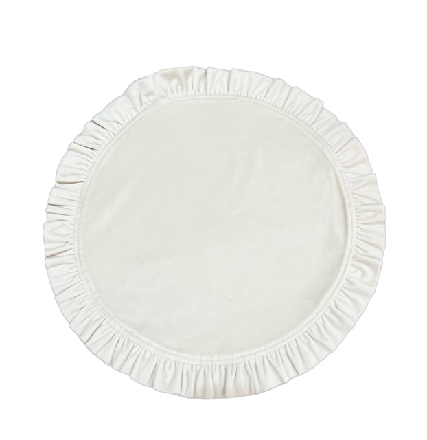 Set of 4 Round Ruffle Velvet Cream Placemats