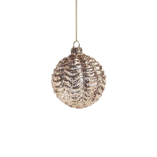 Gold Ripple Ball Ornament