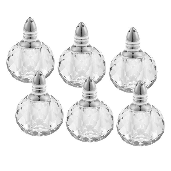 Set of 6 Platinum Zendra Crystal Salt and Pepper Shakers