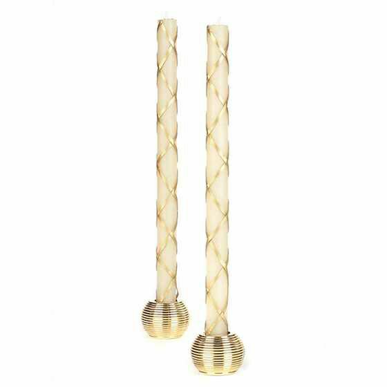 Pair of Gold Fishnet Dinner Candles