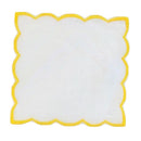 Set of 4 Yellow Scalloped Edge Cocktail Napkins