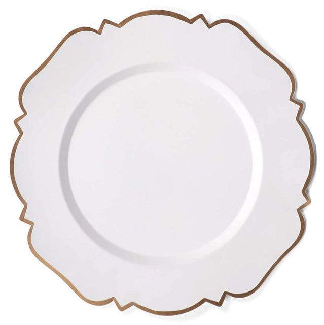 Set of 4 White Block Abbey Chargers
