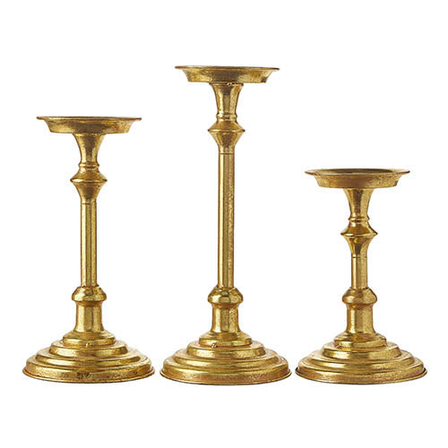 Set of 3 Gold Candle Holders