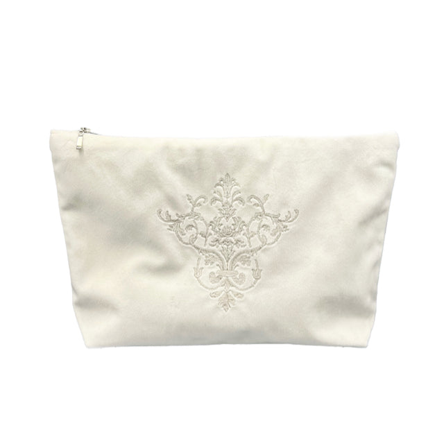 Large Cream Victorian Velvet On The Go Bag