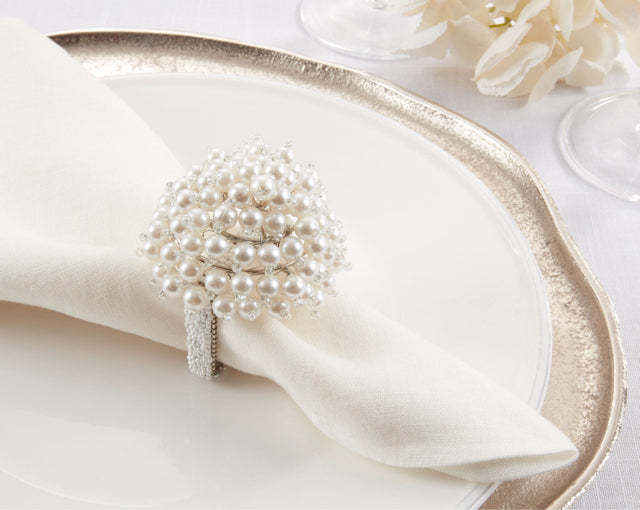 Set of 4 Pearl Dome Napkin Rings