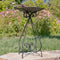 Stephania Medium Gold Frosted Iron Birdbath with Bird Details