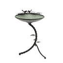 Round Galvanized Birdbath on Curved Stand