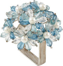 Set of 4 Aqua Floral Bead Napkin Rings