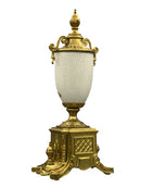 Pair of Vintage Italian Porcelain Brass Urns