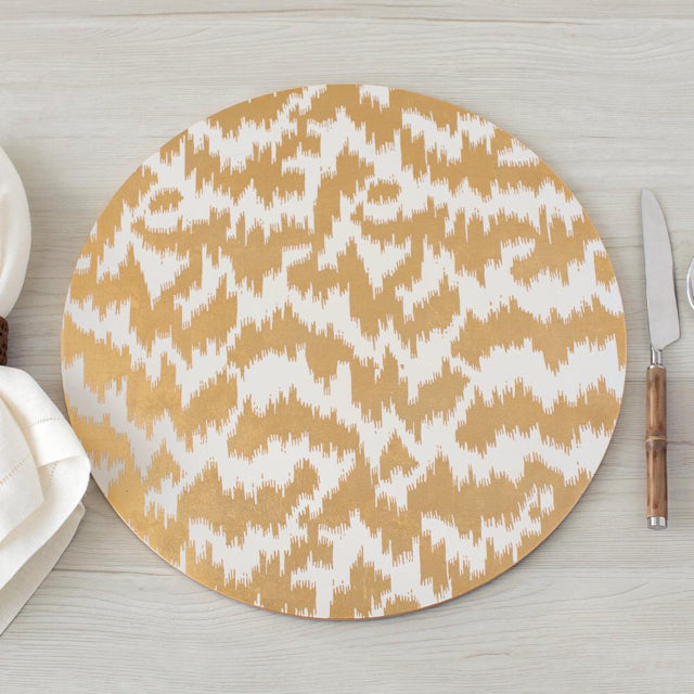 Set of 4 Modern Moire Gold Lacquer Placemats