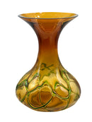 Polar Amber Vase with Green Swirls
