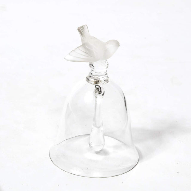 Lalique Crystal Bell with Frosted Sparrow
