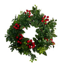 16" Boxwood Wreath with Red Berries