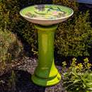 2-Piece Green Love Birds Bird Bath