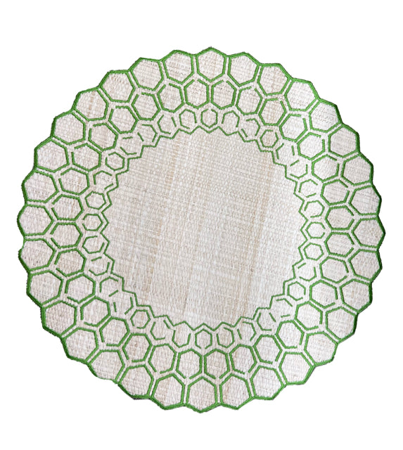 Set of 4 Raffia Hive Green Placemats