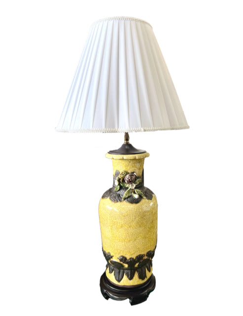 Yellow Crackle Table Lamp