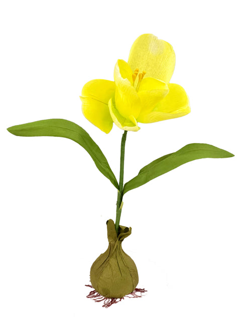 30" Yellow Faux Tulip with Bulb