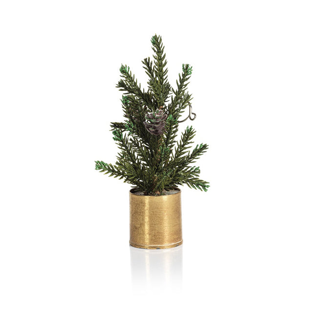 Set of 4  Pine in Gold Bucket Place Card Holders