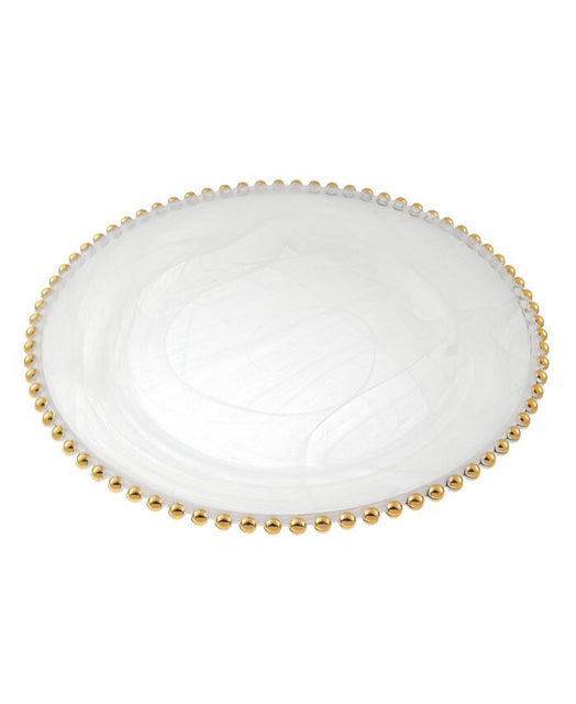 Gold Beaded Alabaster Charger