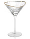 Set of 4 Triangular Martini Glasses with Gold Rim