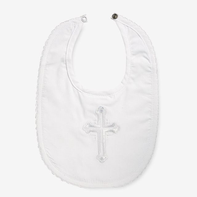 Baby Boy White Christening Bib