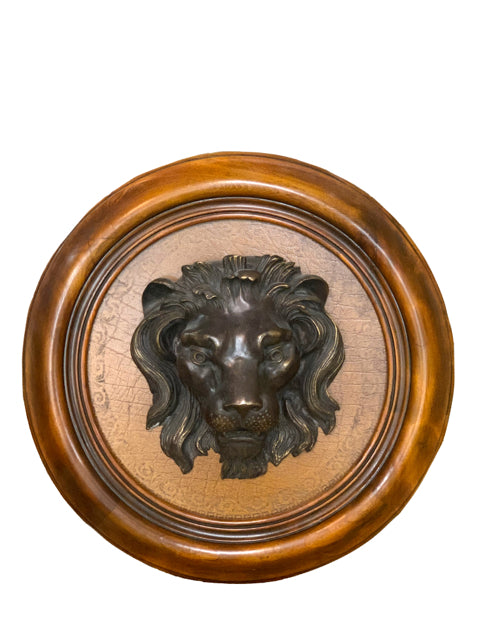 Round Bronze Lion Plaque
