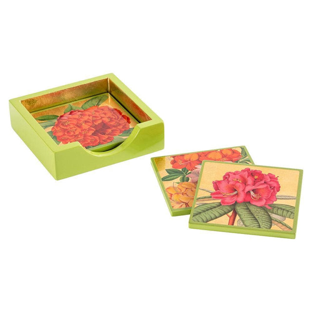 Jefferson's Garden Study Square Lacquer Coaster Set